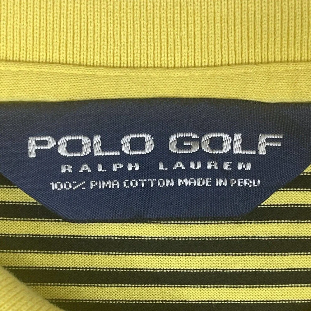 Ralph Lauren Polo Golf Polo Shirt‎ Mens XL Yellow Striped 2008 US Open Logo